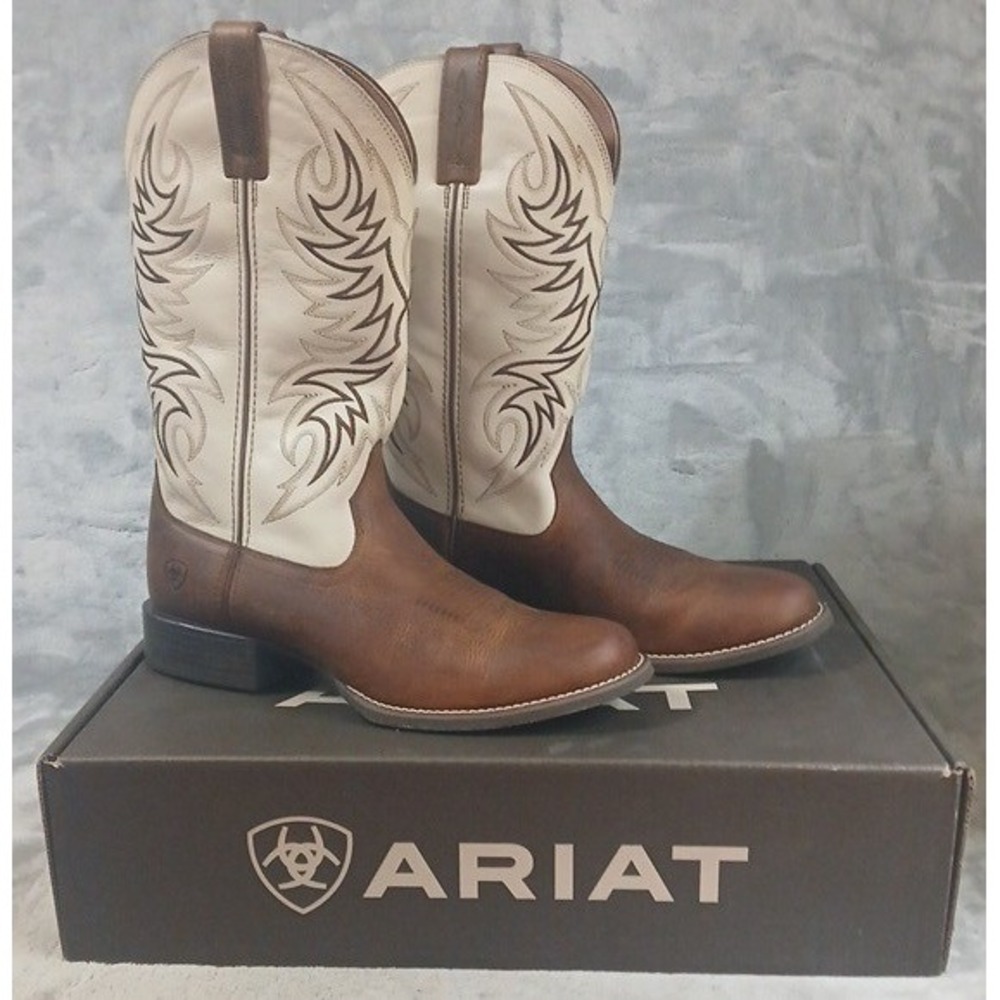 Ariat Mens Sport Horseman Western Boots Brown Cream Leather Size 11.5 D